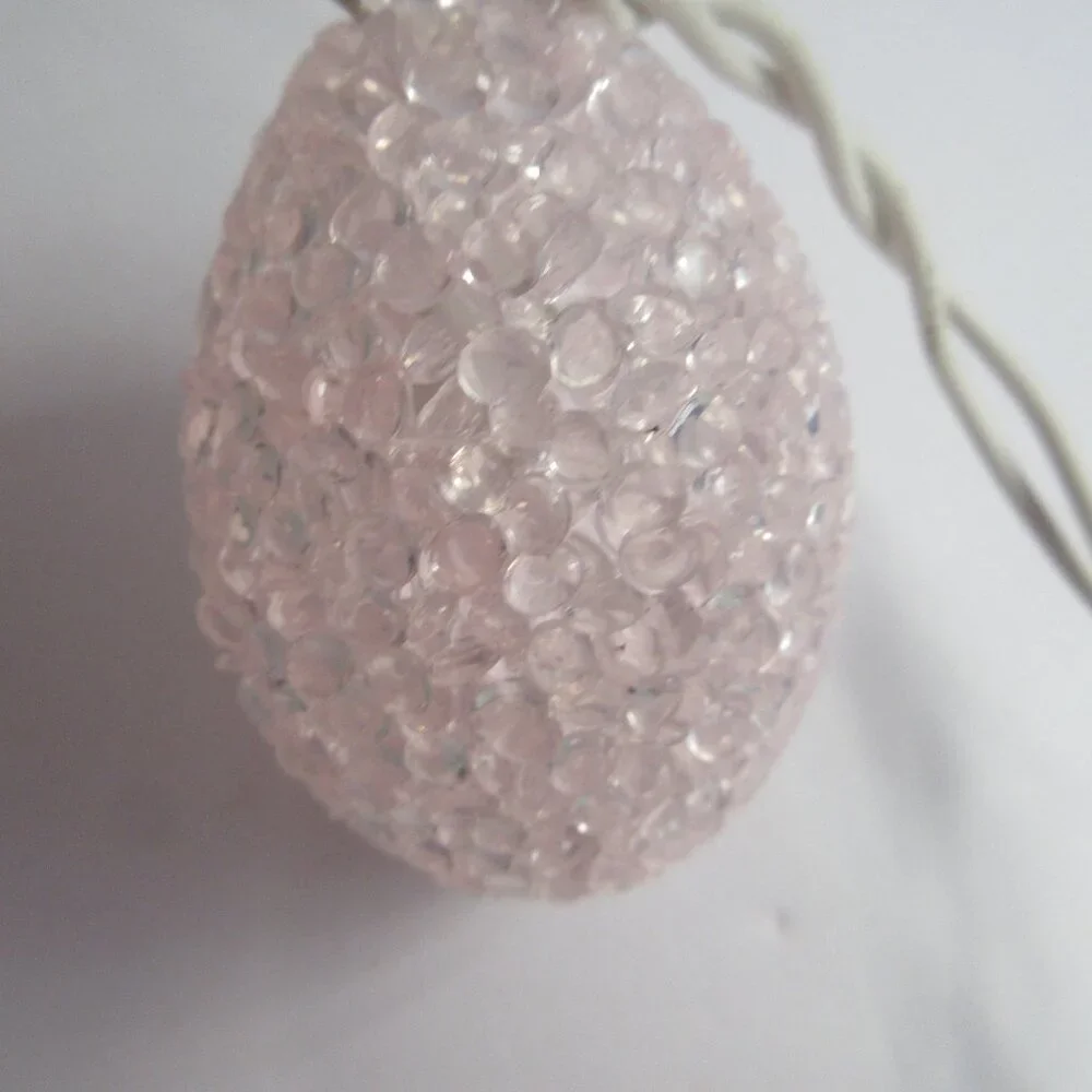 Easter Egg Plastic Melted Popcorn String Lights 5' Pastel Pink Blue Green Vtg